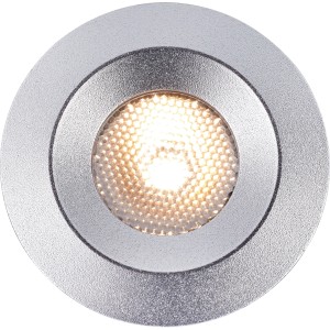 Silberne LED Bodeneinbauleuchte Budoni, rund, 5er Set für den Außenbereich.