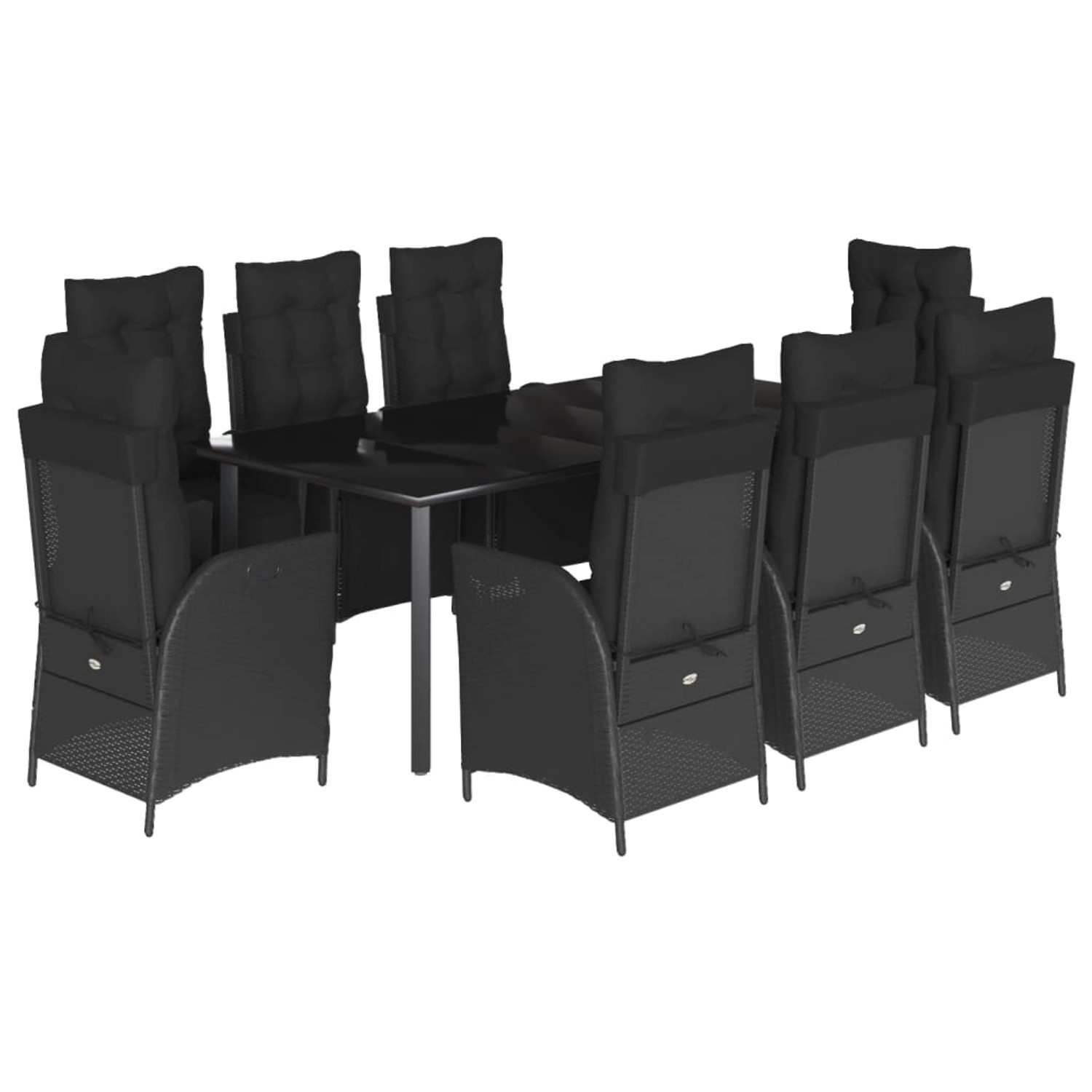 vidaXL 9-Tlg Garten-Essgruppe mit Kissen Schwarz Poly Rattan 3213405 günstig online kaufen