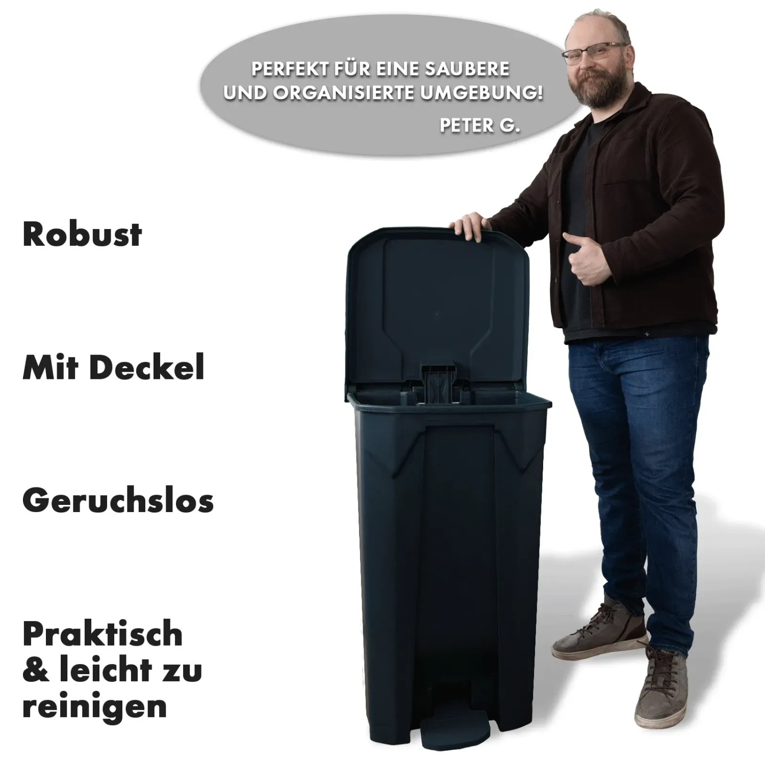 PROREGAL Klassischer Abfalleimer 50 Liter – Kunst Produktbild-Vorschau 2