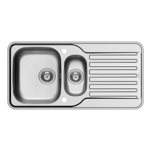 Pyramis Einbauspüle Space Mini, 96x48cm, Edelstahl mit 1,5 Becken und Abtropffläche.