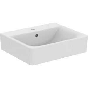 Weißer Ideal Standard Connect Cube Waschtisch 55x46 cm mit Hahnloch und Überlauf.