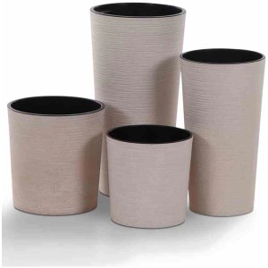 Siena Garden Pflanzgefäße Eco Lens, weiß, in verschiedenen Größen. Übertöpfe mit Rillenoptik.