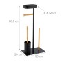 Relaxdays WC Garnitur Bambus Eisen Schwarz Natur Freistehend 66,5 cm x 30 cm x 20 cm 1,8 kg_4