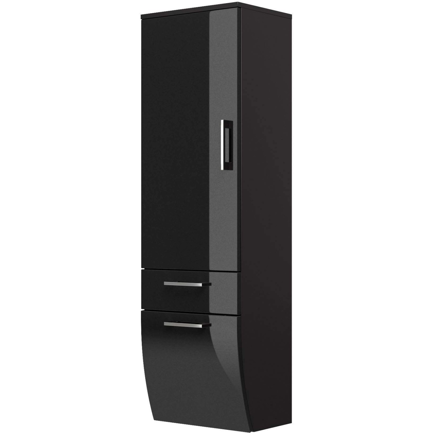 Posseik Bad-Hochschrank Rima, anthrazit, 40 cm breit, mit Tür und zwei Schubladen.