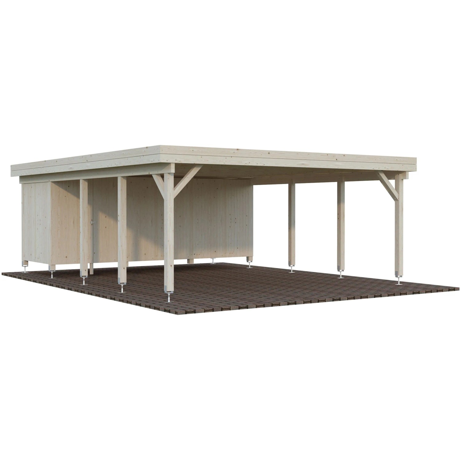Palmako Carport Karl mit Geräteraum, naturbelassenes Holz, FSC®-zertifiziert.