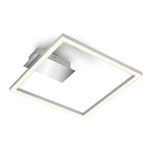 Moderne, silberne LED-Deckenleuchte Nici mit warmweißem Licht und eckigem Design.
