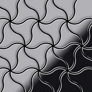 Graue Edelstahl Mosaikfliese Ninja mit Hochglanz Effekt für Wand und Boden.