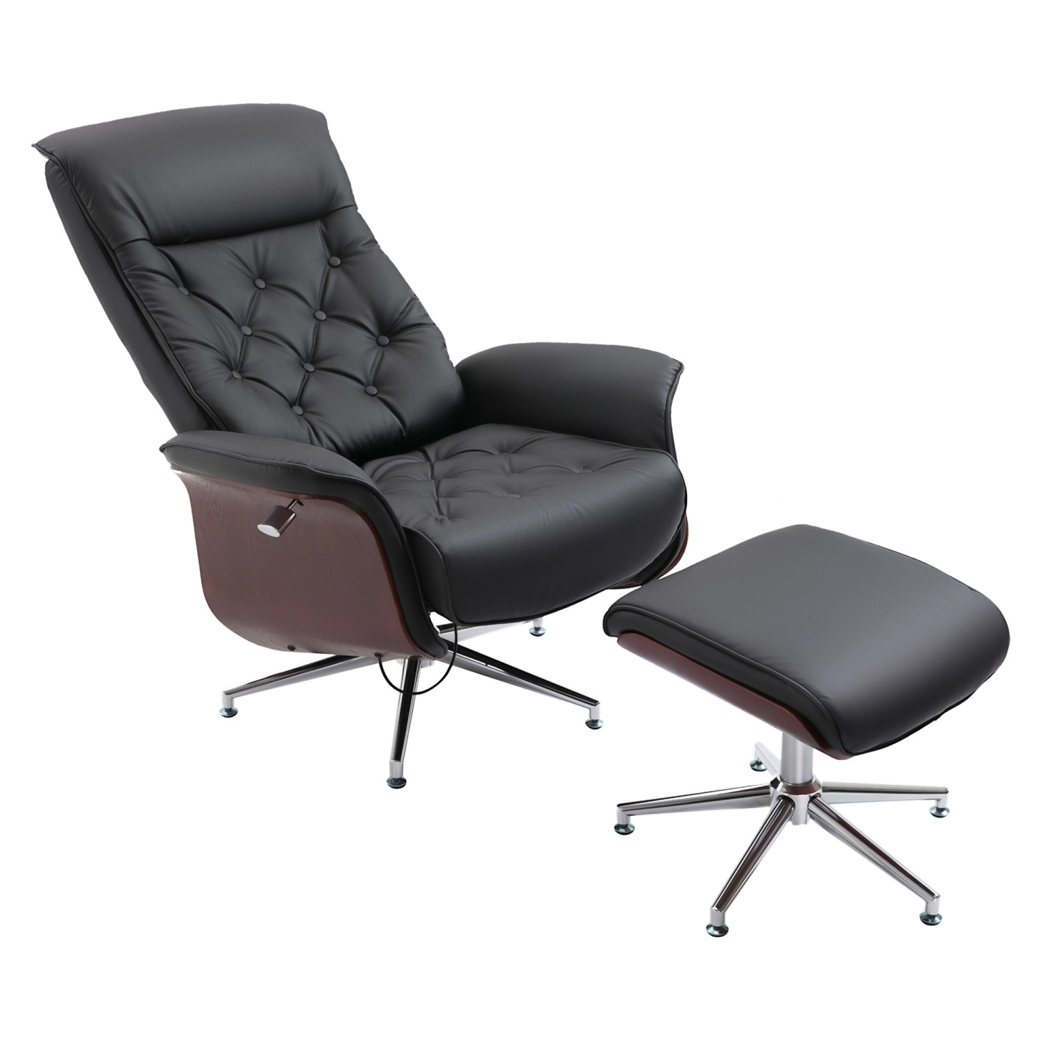 HOMCOM Relaxsessel mit Hocker Drehbar 145 Grad Neigbar Schwarz 82 x 83 x 11 günstig online kaufen