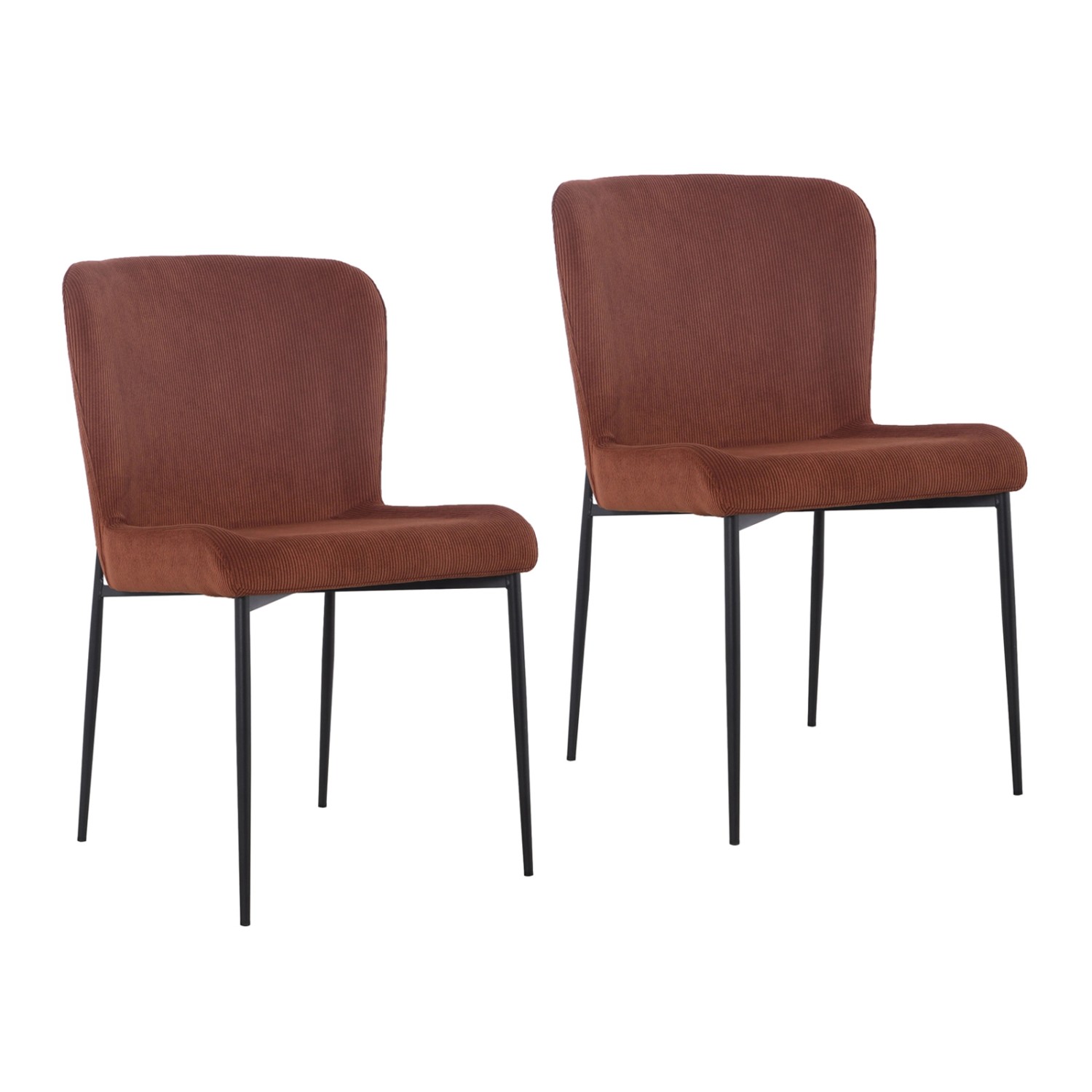 Svita Freddie Esszimmerstuhl 2er Set Cordbezug Polsterstuhl Esszimmer Küchenstuhl Bequem Metallbeine Braun