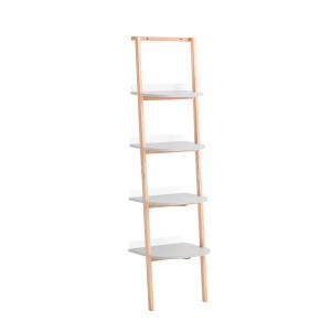 SoBuy Leiterregal mit 4 Ebenen Bücherregal Badregal Wandregal Grau HSTR02-K-HG