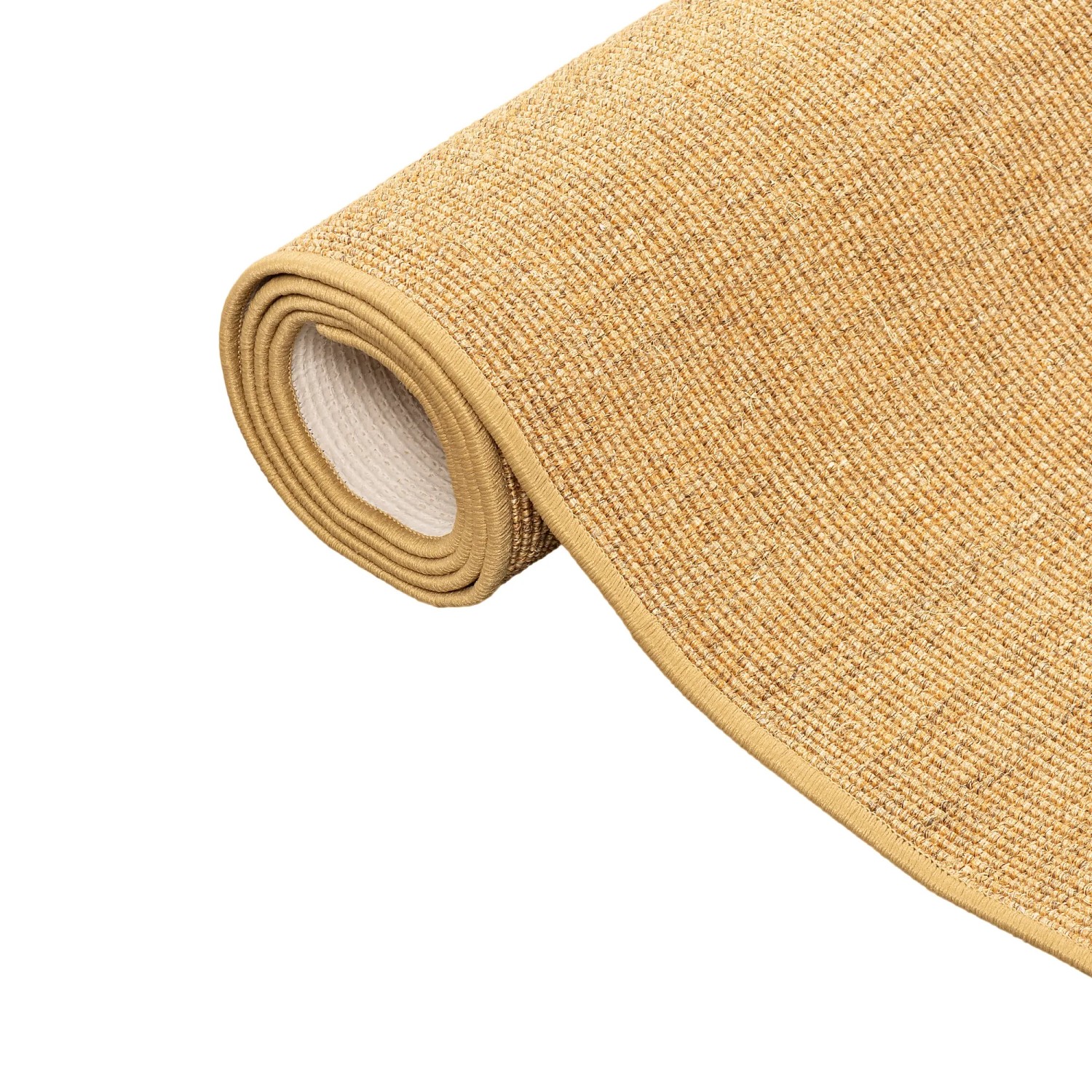 Gerollter Snapstyle Sisal Teppich in Nussbraun, klassisches Design, 160x160 cm.