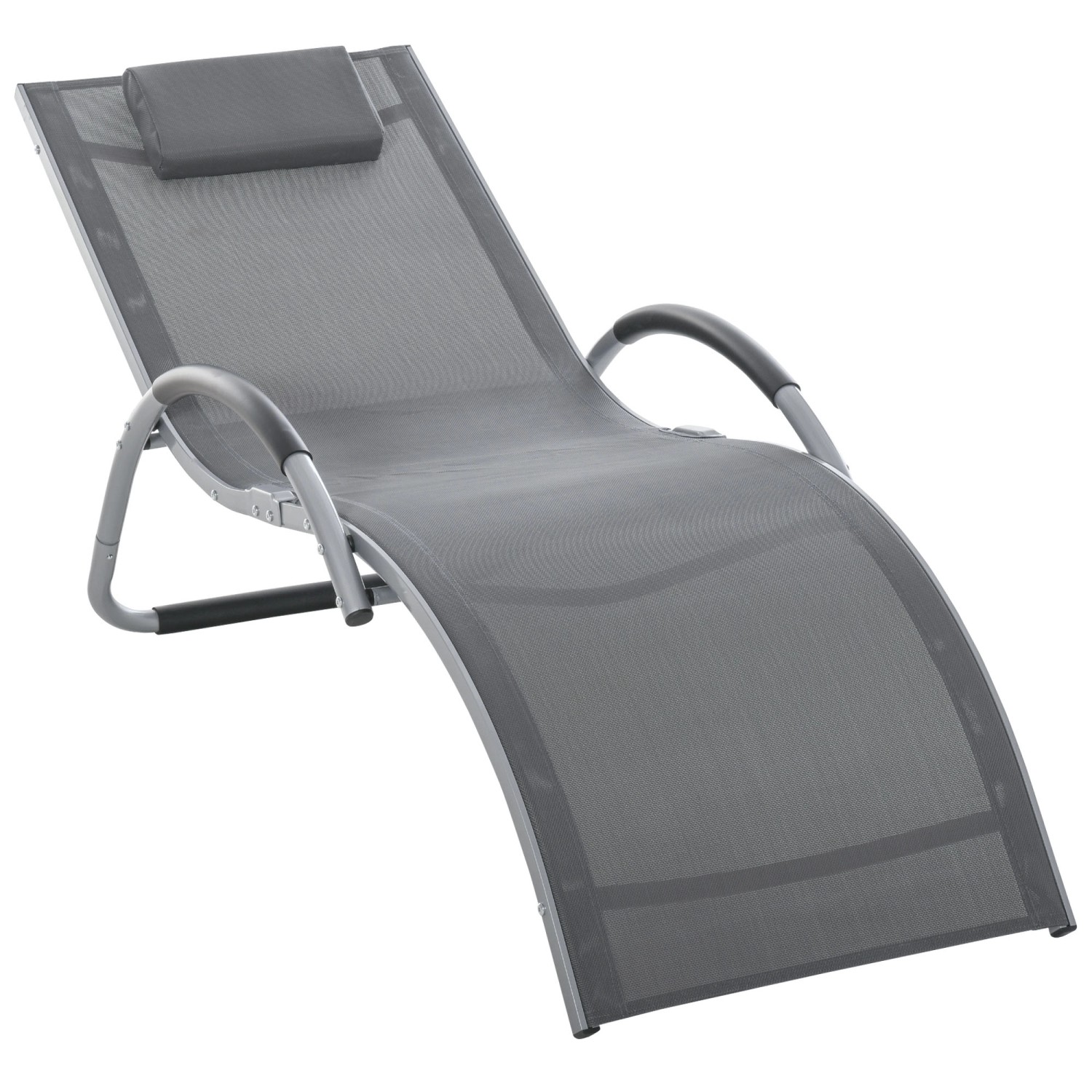 Outsunny Gartenliegen mit Kissen Ergonomisch Dunkelgrau günstig online kaufen