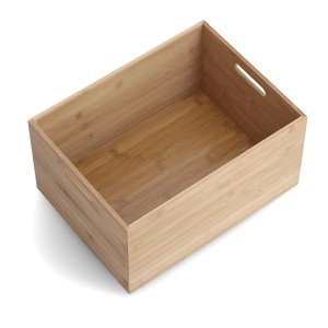 Aufbewahrungskiste aus Bambus, naturfarben, mit seitlichen Tragegriffen, 30x40x21 cm.