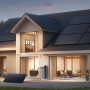 Anker Solix Balkonkraftwerk-Set mit Solarbank und Smart Meter am Hausdach und im Garten.