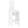 Weißer Barhocker aus Kiefernholz, Teil des 5-tlg. Gartenbar-Sets.