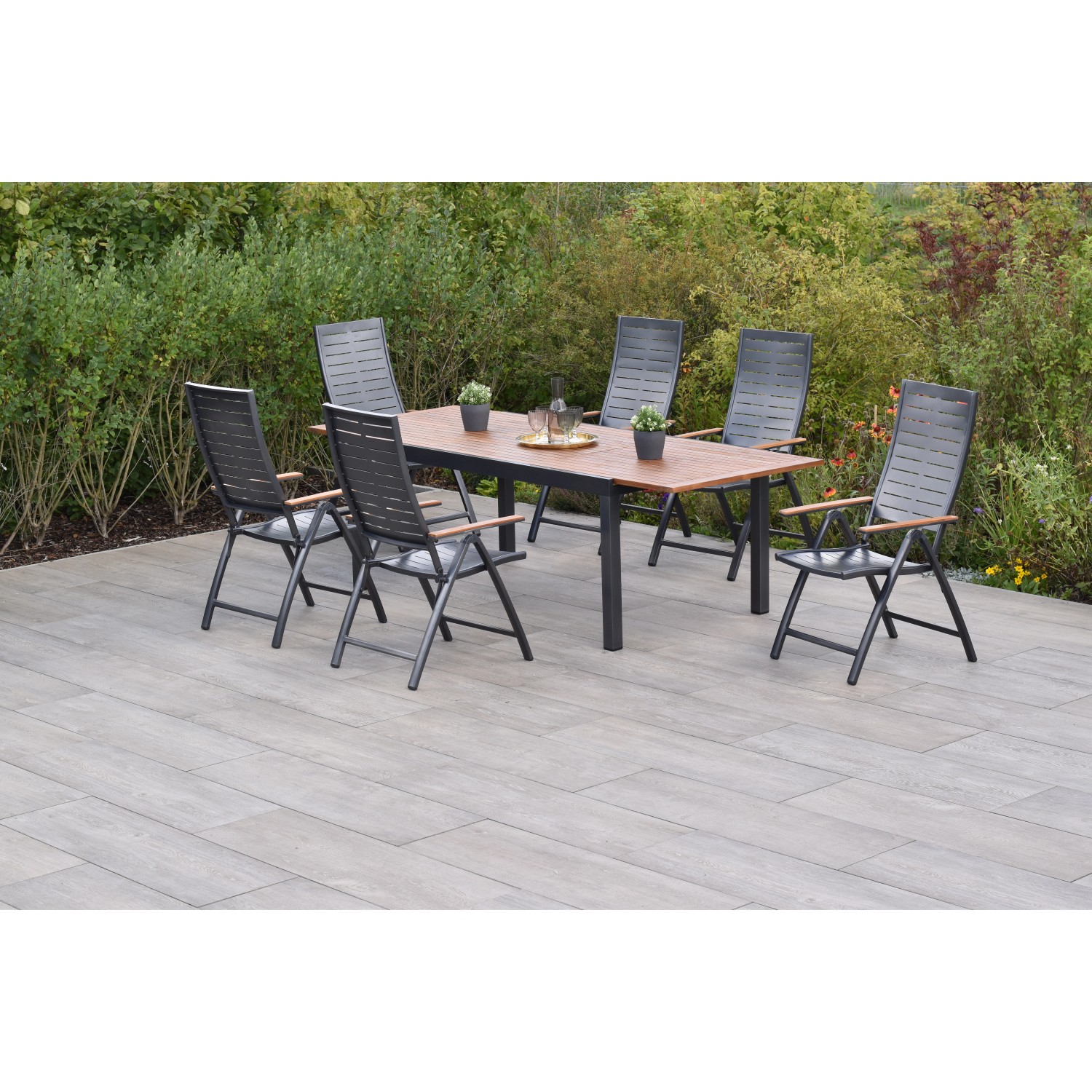 Merxx Tinos Set 7-tlg. 6 Klappsessel Gartentisch Ausziehbar günstig online kaufen