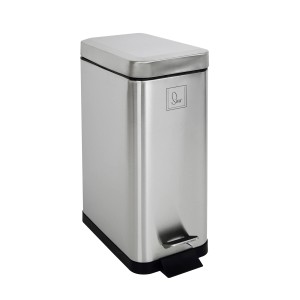 Svita Treteimer STM10, 10L, silberner Edelstahl Mülleimer mit Softclose-Deckel und Inneneimer.