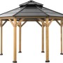 Sunjoy Gazebo Eggi aus Zedernholz, 395x395 cm, anthrazitfarbenes Dach.