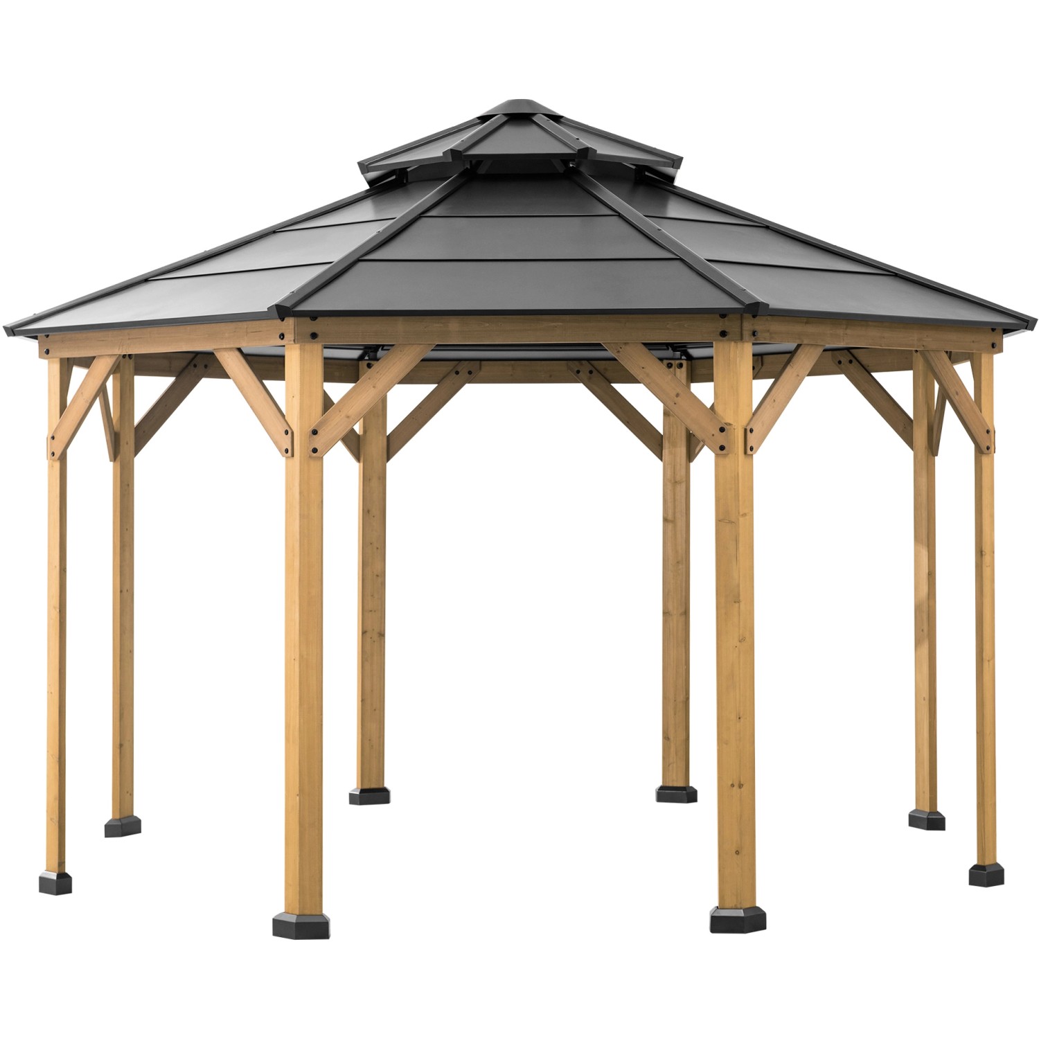 Sunjoy Gazebo Eggi Zedernholz 395 cm x 395 cm Anthrazit günstig online kaufen