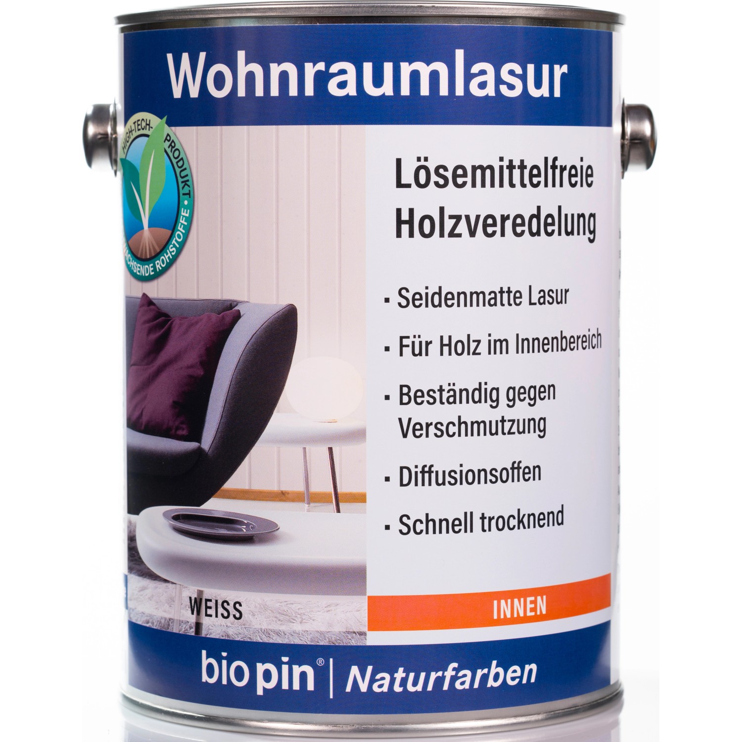 Biopin Wohnraumlasur Weiß 2,5 l