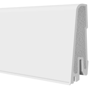 Weiße Hartschaumleiste Modern 60, selbstklebend, 17x60x2500 mm, für Sockel und Wandabschluss.