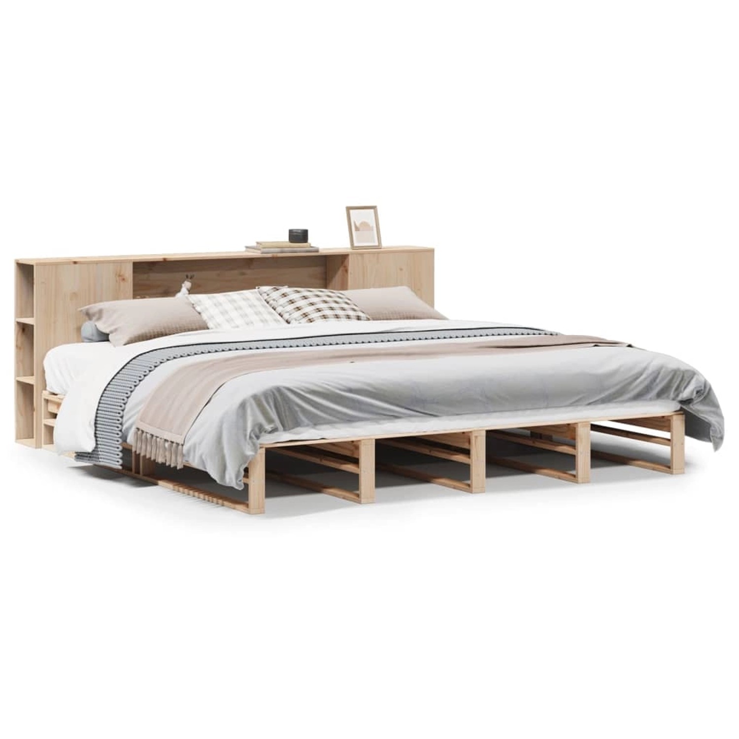 vidaXL Massivholzbett mit Regal ohne Matratze 180x200 cm Massivholz 3323884 günstig online kaufen