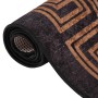Gerollter, rutschfester vidaXL Teppich in Schwarz und Gold mit geometrischem Muster.