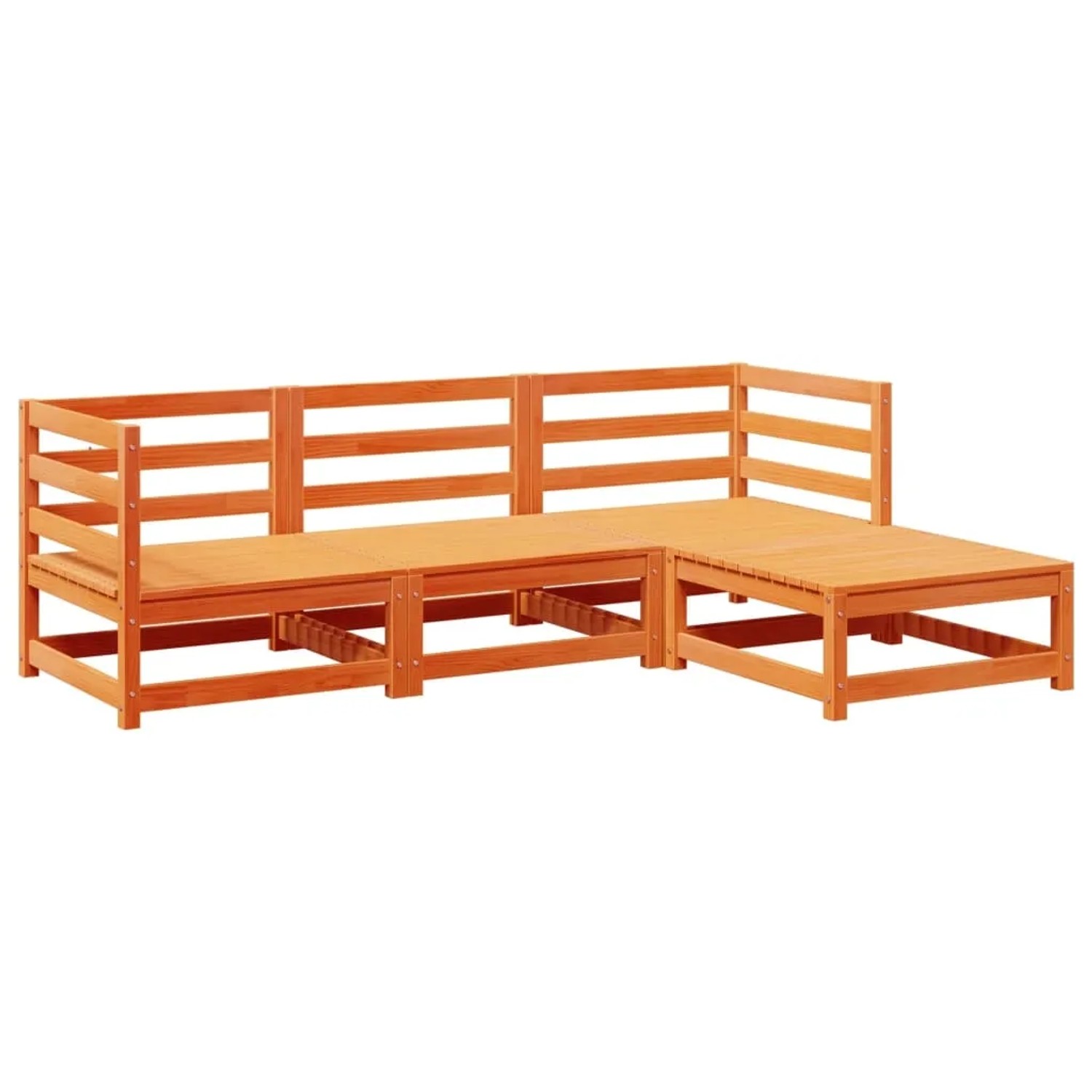 vidaXL 4-Tlg Garten-Sofagarnitur Wachsbraun Massivholz Kiefer 3299378 günstig online kaufen