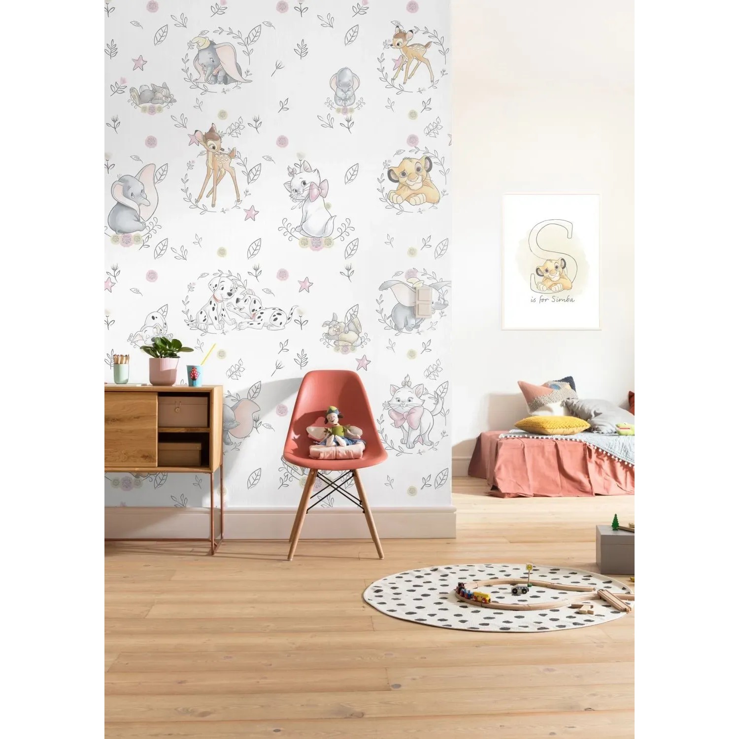 Kinderzimmer mit Disney Fototapete Disney-Tiere Multicolor 200x280 cm.