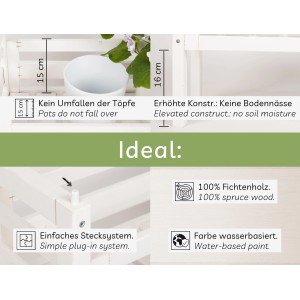 Detailaufnahme needs&wants Placy1 Pflanzenständer: Wetterfestes Holz, Stecksystem, wasserbasierte Farbe.