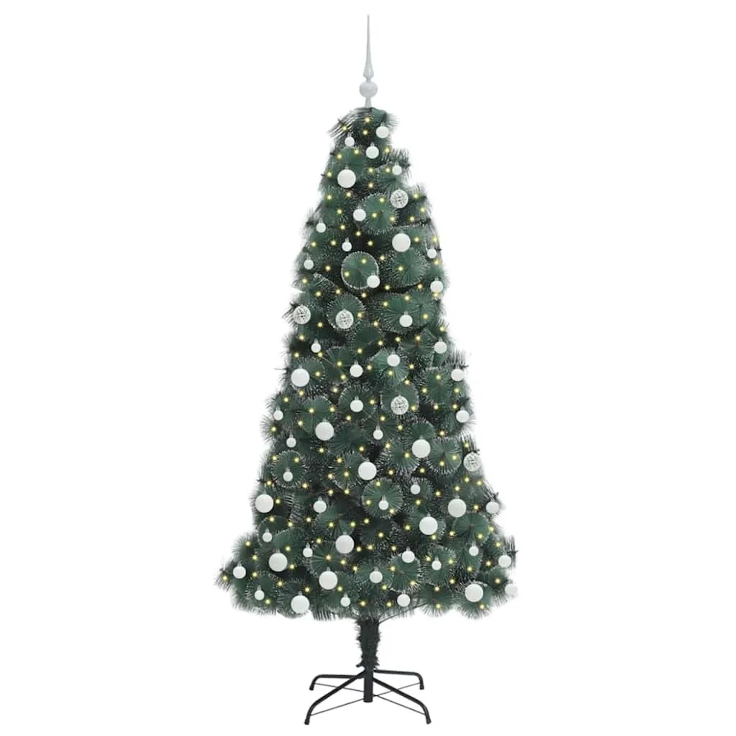 vidaXL Künstlicher Vorbeleuchteter Weihnachtsbaum mit Kugelset 180 cm 3396169