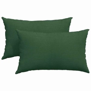Zwei dunkelgrüne Sofakissen aus Cordstoff, 50x30 cm, rechteckig. Ideal für Sofa und Wohnzimmer.