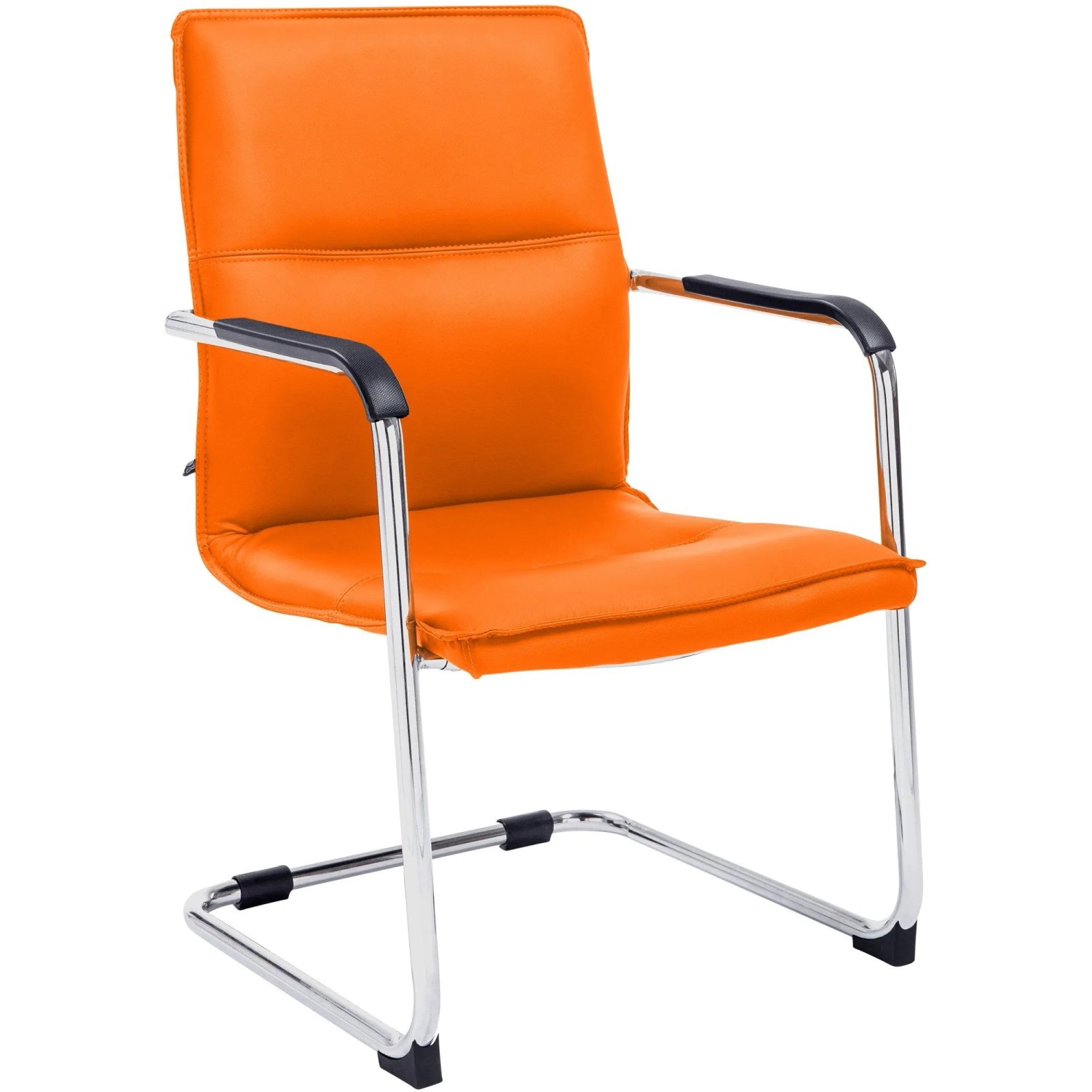 DELUKE Besucherstuhl SEATTLE 92x56x60cm Orange Kunstleder Metall Gestell Konferenzstuhl Wartezimmerstuhl