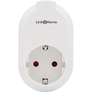 Weiße Link2Home WLAN Steckdose mit Zeitschaltuhr für Smart Home Steuerung.