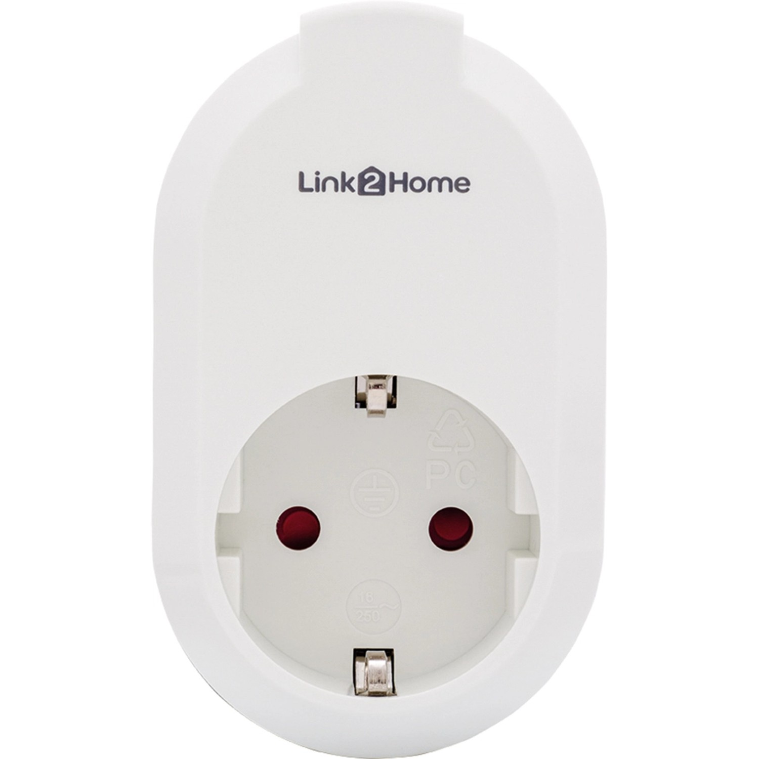 Weiße Link2Home WLAN Steckdose mit Zeitschaltuhr für Smart Home Steuerung.