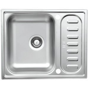 Respekta Edelstahlspüle Riverside, 61,5x50cm, mit Abtropffläche und Siebkorb.