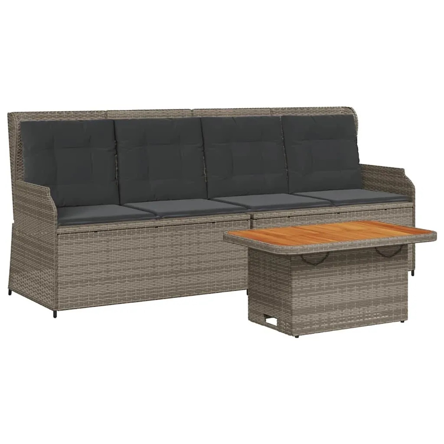 vidaXL 3-Tlg Garten-Lounge-Set mit Kissen Grau Poly Rattan 3262444