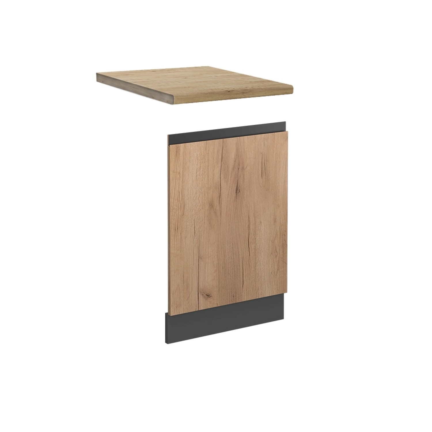 Vicco Frontblende R-Line Geschirrspüler Fronttür Goldkraft Eiche/Anthrazit 45 cm AP Eiche mit Anthrazit Korpus