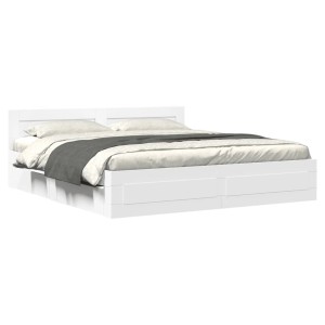 vidaXL Bettgestell mit Kopfteil ohne Matratze Weiß 180x200 cm 3295541