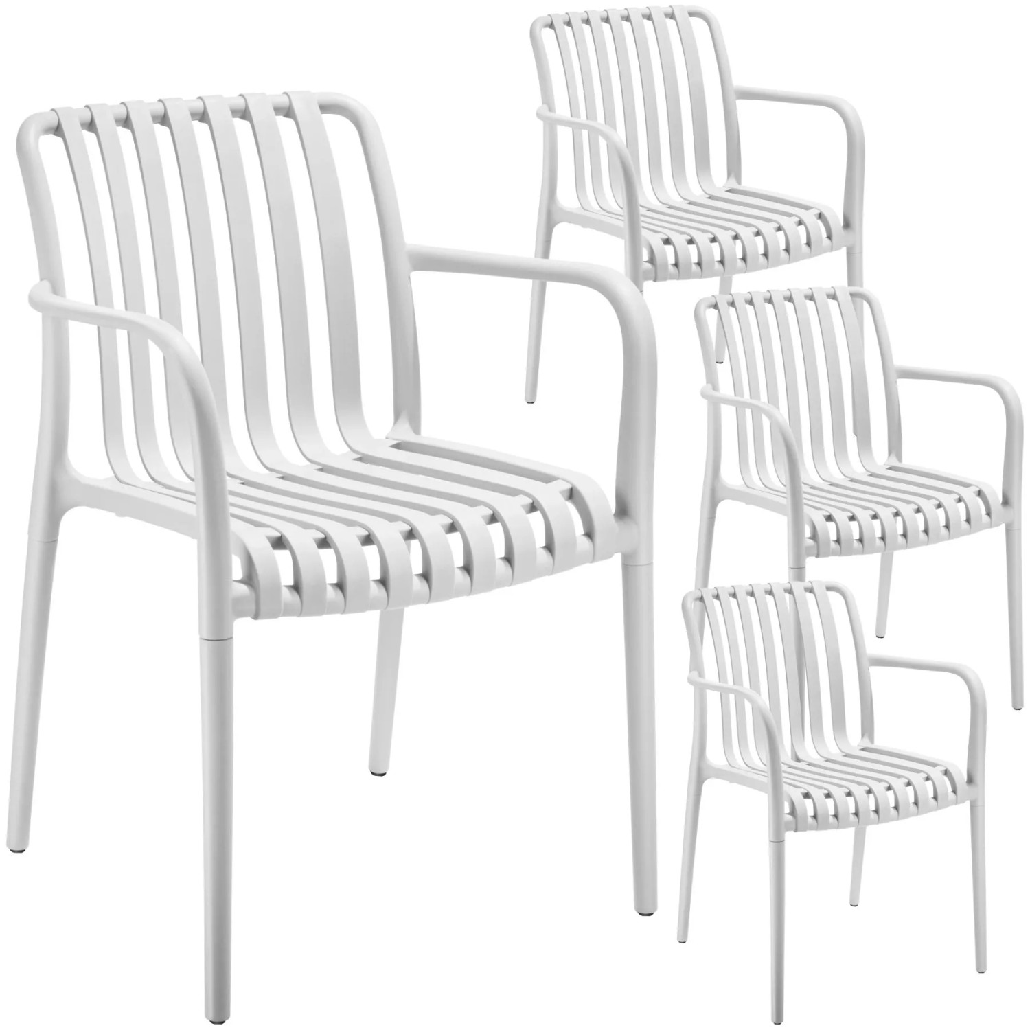 Tectake Gartenstühle Alcudia Wetterfest und UV Beständig Platzsparend Stapelbar Creme 4er Set