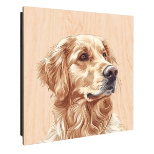 Schwarzer Banjado Schlüsselkasten aus Holz (30x30cm) mit Motiv Golden Retriever und 50 Haken.