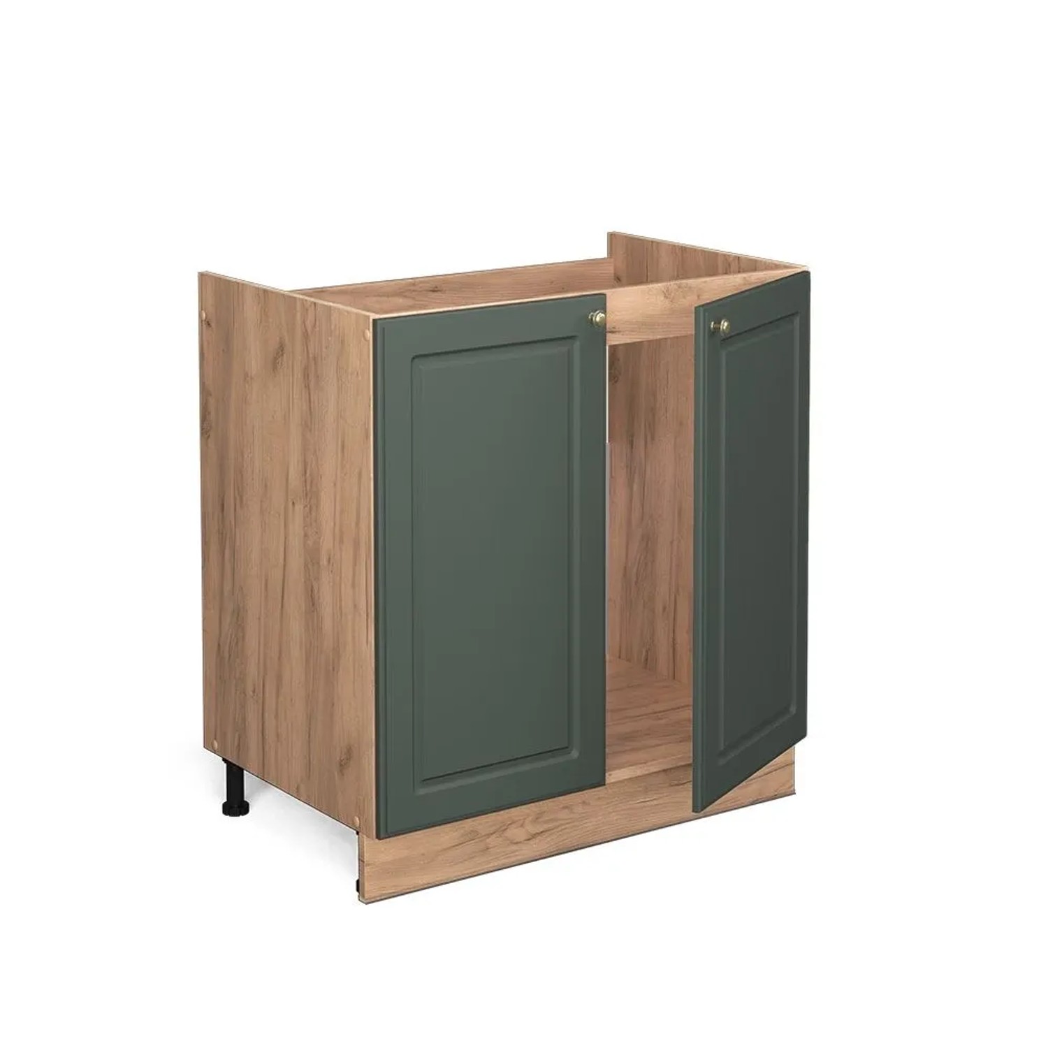 Vicco Spülenunterschrank Fame-Line Grün-Gold Landhaus Goldkraft Eiche 80 cm AP Marmor