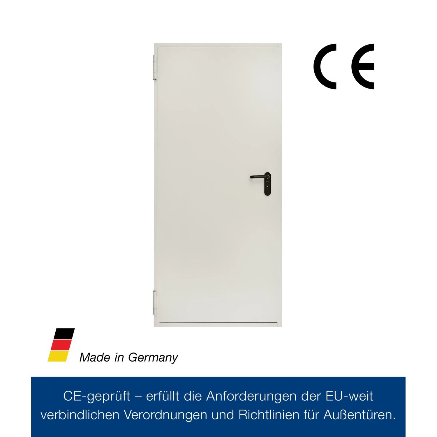Grauweiße Hörmann Feuerschutztür T 30-H8-5 (87,5x200x4,5cm) für Brandschutz, Schall- und Wärmedämmung.