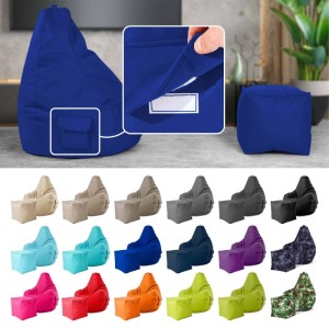 Green Bean Sitzhocker 2er Set Cozy + Cube 70 x 80 x 90 cm Wetterfest Blau