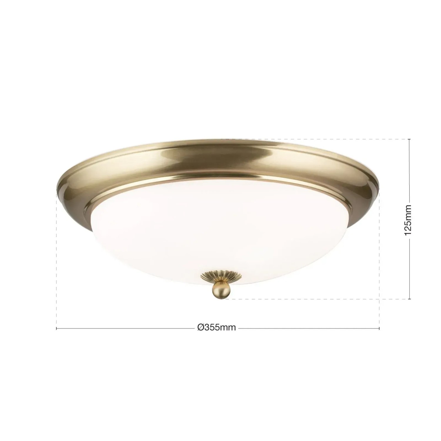 Messingfarbene Deckenleuchte Empira, Ø 35cm, mit mattiertem Glas für angenehmes Licht.