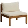 vidaXL Gartenmöbel: Lounge-Sessel aus Akazienholz mit creme Kissen für Garten oder Terrasse.