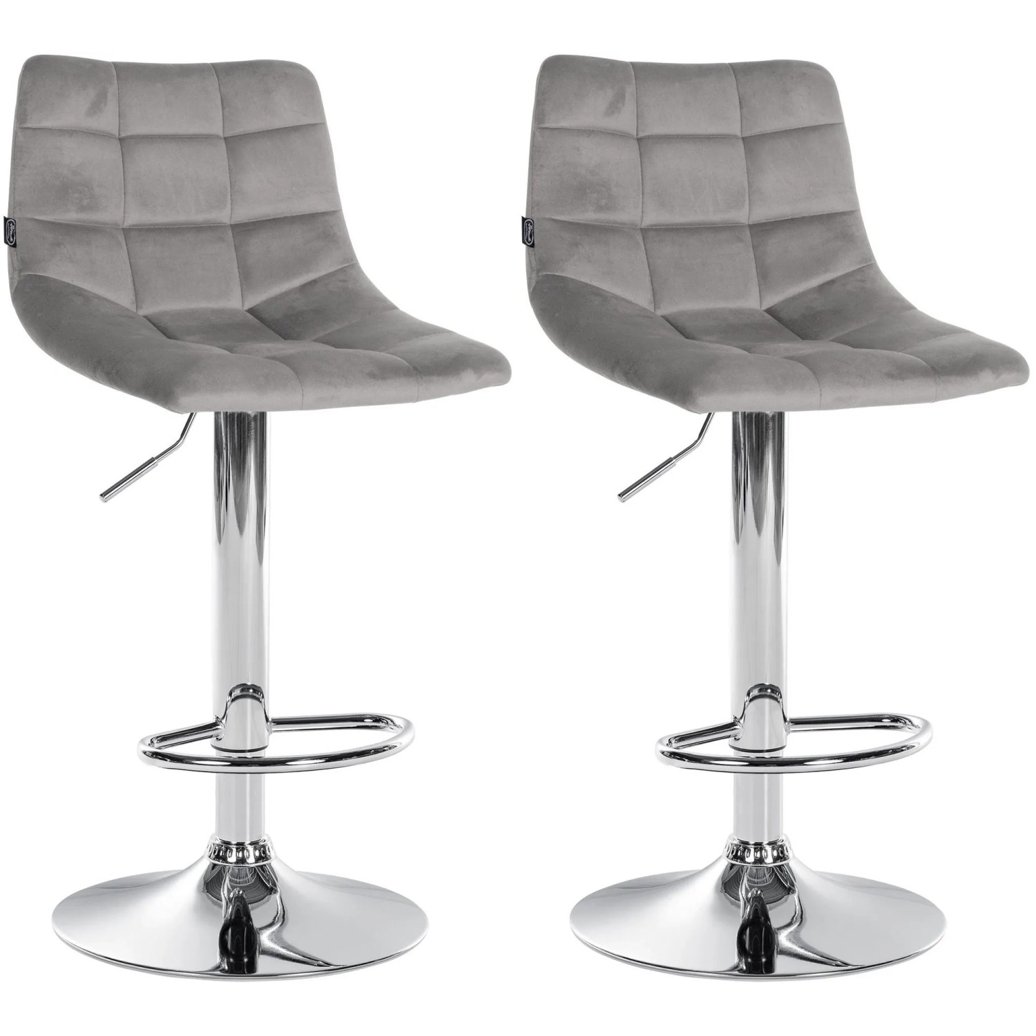 CLP 2er Set Barhocker Jerry Samt Grau/Chrom