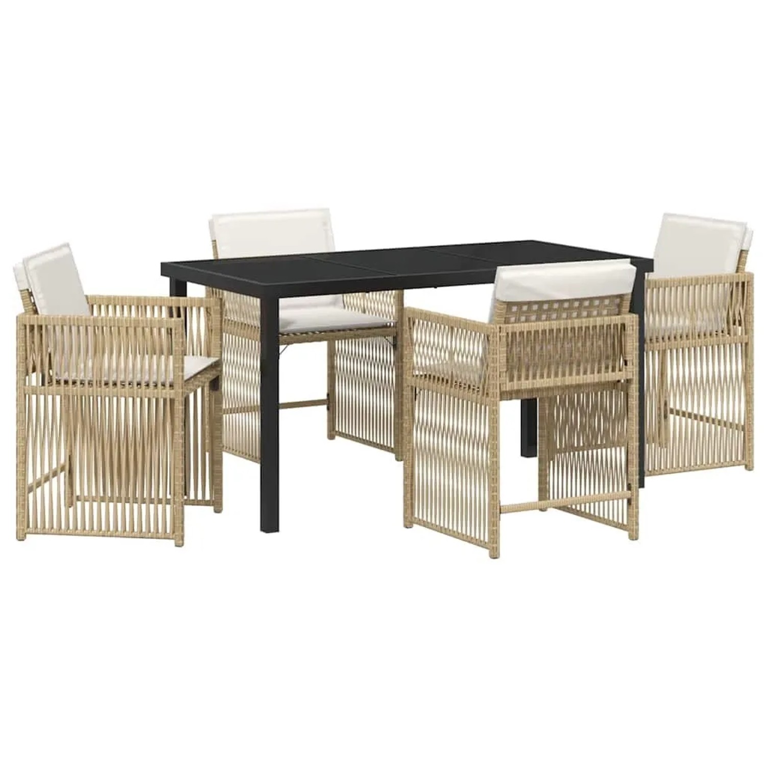 vidaXL Garten Essgruppe 5-Tlg Beige Poly-Rattan 3380786 günstig online kaufen