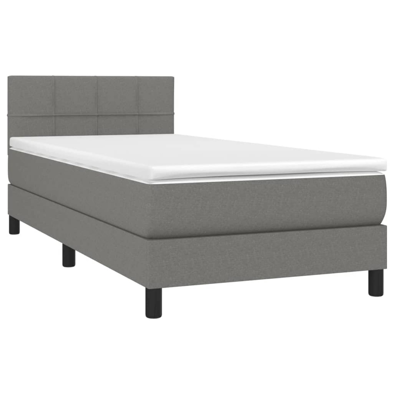 vidaXL Boxspringbett mit Matratze & LED Dunkelgrau 100x200 cm Stoff 3133134 günstig online kaufen