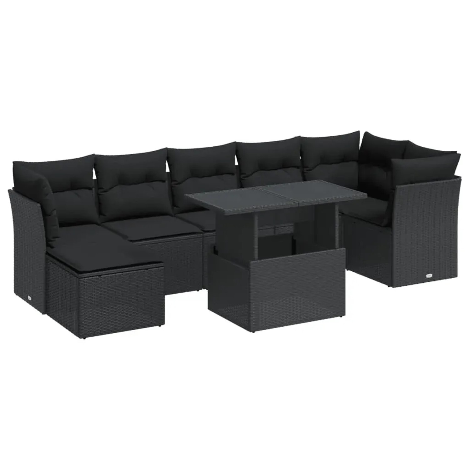 vidaXL 8-Tlg Garten-Sofagarnitur mit Kissen Schwarz Poly Rattan 3326196 günstig online kaufen